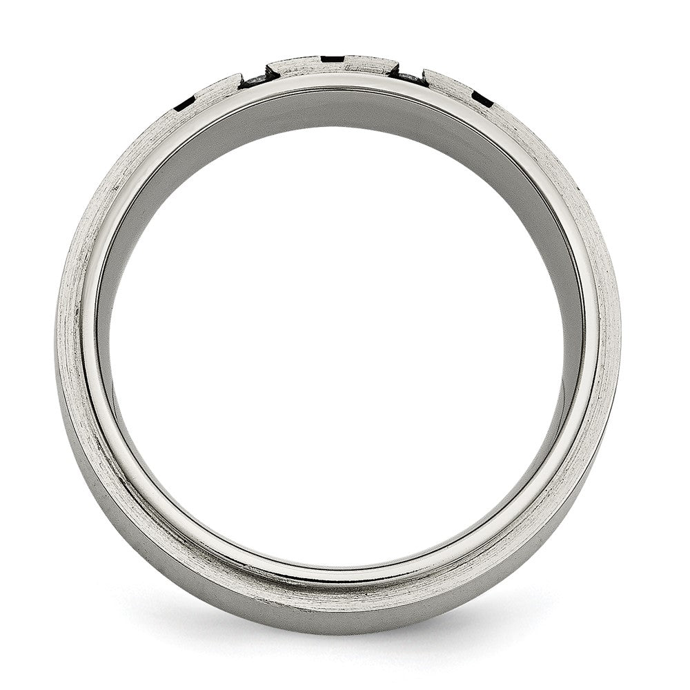 Chisel Titanium Brushed and Polished Black IP-plated 0.15 Carat Diamond 9mm Band