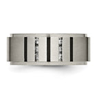 Chisel Titanium Brushed and Polished Black IP-plated 0.15 Carat Diamond 9mm Band