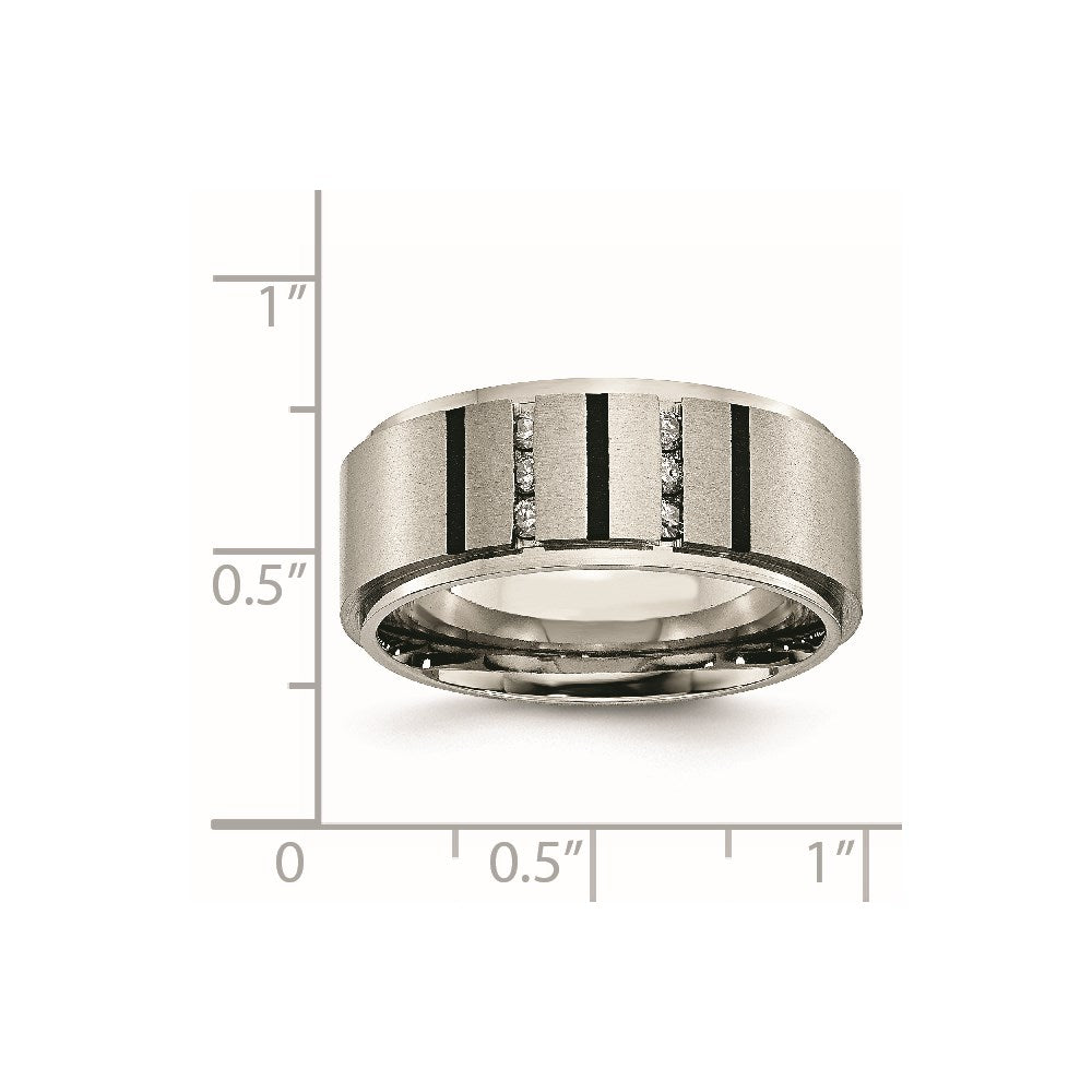 Chisel Titanium Brushed and Polished Black IP-plated 0.15 Carat Diamond 9mm Band