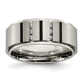 Chisel Titanium Brushed and Polished Black IP-plated 0.15 Carat Diamond 9mm Band
