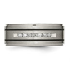 Chisel Titanium Brushed Polished and Enameled 1/4 Carat Diamond 9mm Band
