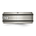 Chisel Titanium Brushed Polished and Enameled 1/2 Carat Diamond 9mm Band