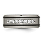 Chisel Titanium Brushed Polished and Enameled 1/2 Carat Diamond 9mm Band