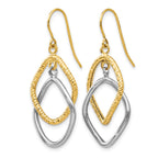10K Two-tone Shepherd Hook Dangle Earrings