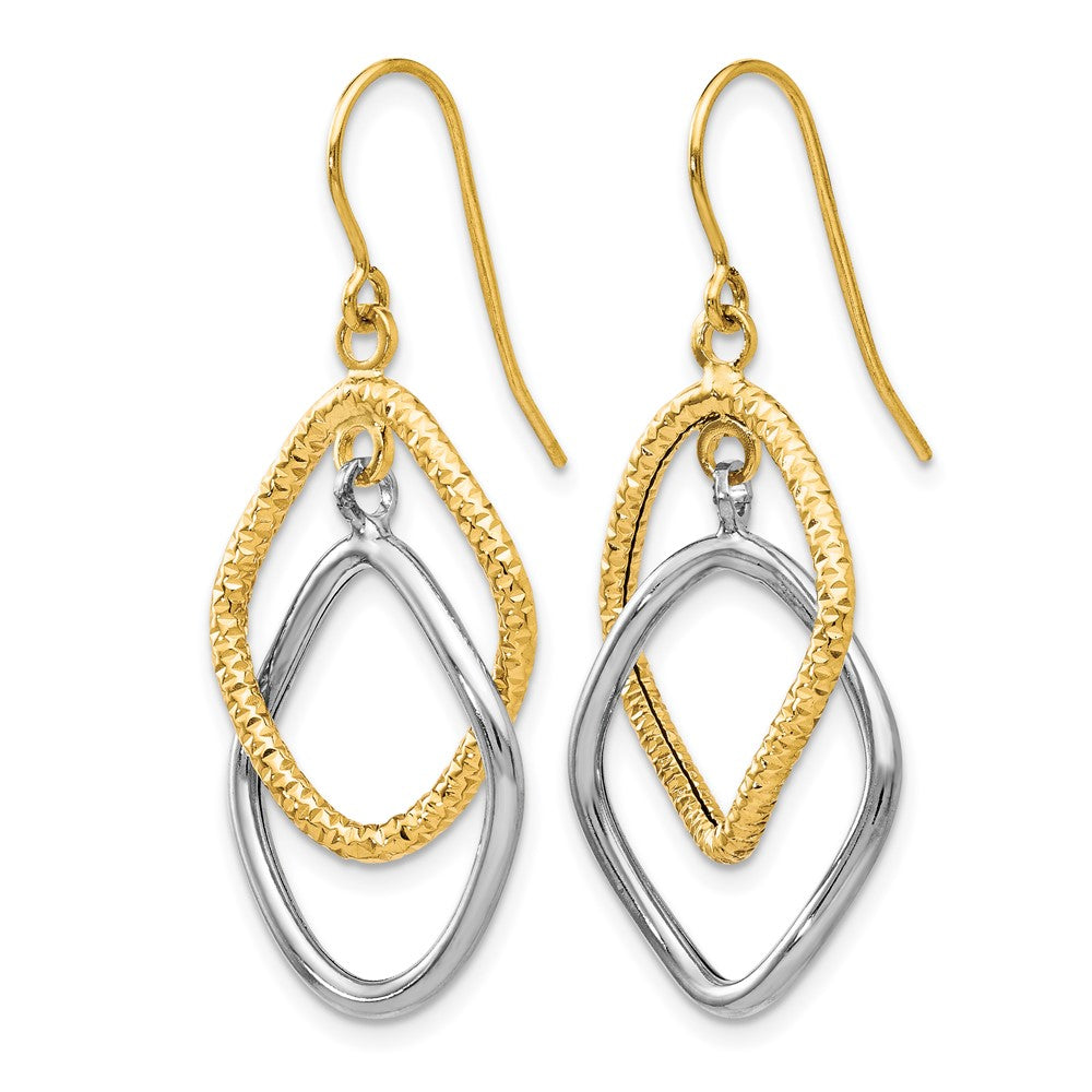 10K Two-tone Shepherd Hook Dangle Earrings