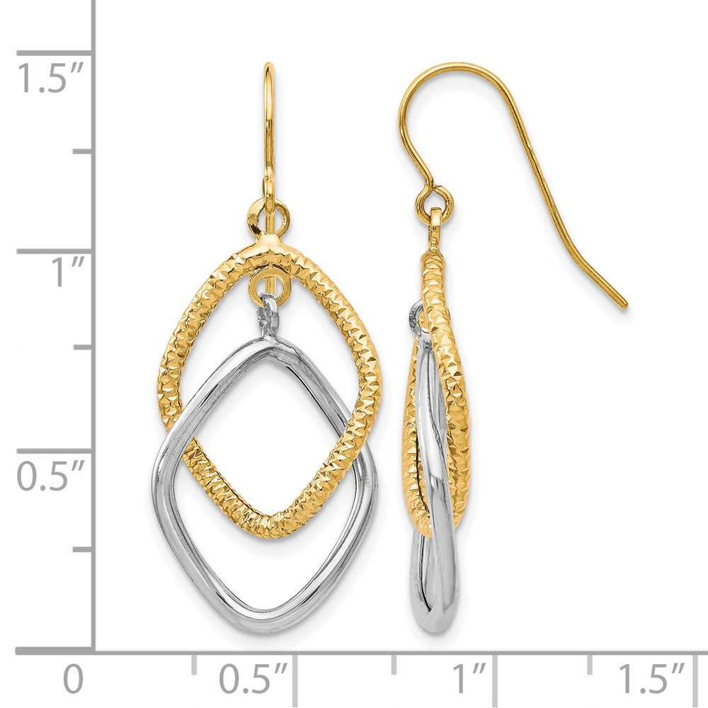 10K Two-tone Shepherd Hook Dangle Earrings