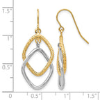 10K Two-tone Shepherd Hook Dangle Earrings