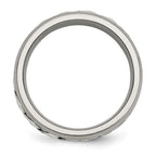 Chisel Titanium with Sterling Silver Inlay Polished 1pt. Diamond 7mm Band