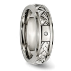 Chisel Titanium with Sterling Silver Inlay Polished 1pt. Diamond 7mm Band