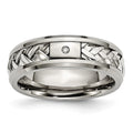 Chisel Titanium with Sterling Silver Inlay Polished 1pt. Diamond 7mm Band
