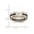 Titanium Polished Black IP-plated Cable/0.035ct. Diamond Band
