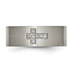 Chisel Titanium Brushed 1/15 Carat Diamond Cross 8mm Flat Band