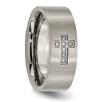 Chisel Titanium Brushed 1/15 Carat Diamond Cross 8mm Flat Band