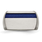 Titanium Grey Ti Brushed/Polished Blue Annodized Stripe Ring