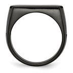 Titanium Black Ti Polished Blue Anodized Stripe Ring