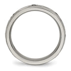 Titanium Polished with CZ 6mm Grooved Band