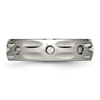 Titanium Polished with CZ 6mm Grooved Band