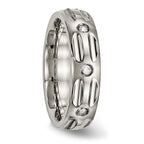 Titanium Polished with CZ 6mm Grooved Band
