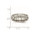 Titanium Polished with CZ 6mm Grooved Band