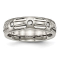 Titanium Polished with CZ 6mm Grooved Band