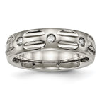 Titanium Polished with CZ 6mm Grooved Band