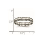Chisel Titanium Polished Grooved 5mm Criss Cross Design Band
