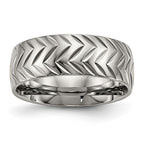 Chisel Titanium Polished Diamond Cut 8mm Band