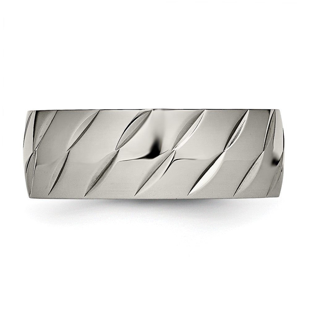 Titanium Polished Diamond Cut 8mm Band
