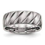 Titanium Polished Diamond Cut 8mm Band