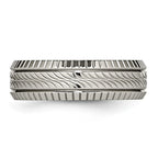 Titanium Polished Grooved and Textured 7mm Band