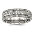 Titanium Polished Grooved and Textured 7mm Band