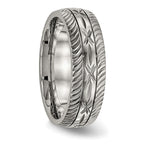 Chisel Titanium Polished Diamond Cut 7mm Band
