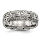 Chisel Titanium Polished Diamond Cut 7mm Band
