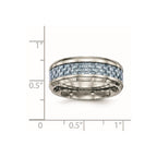 Chisel Titanium Polished with Light Blue Carbon Fiber Inlay 8mm Band