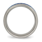 Chisel Titanium Polished with Blue and White Carbon Fiber Inlay 8mm Band