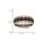 Chisel Titanium Polished with Black and Red Carbon Fiber Inlay 8mm Band