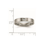 Chisel Titanium Polished with CZ 4mm Flat Comfort Fit Band