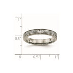 Titanium Polished with CZ 3.75mm Grooved Comfort Fit Band