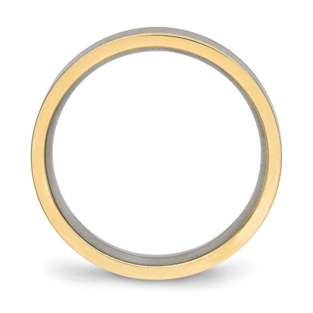 Chisel Titanium Polished Yellow IP-plated 5mm Grooved Comfort Fit Band
