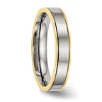 Chisel Titanium Polished Yellow IP-plated 5mm Grooved Comfort Fit Band