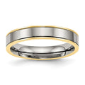 Chisel Titanium Polished Yellow IP-plated 5mm Grooved Comfort Fit Band