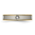 Chisel Titanium Polished Yellow IP-plated with CZ 5mm Grooved Comfort Fit Band