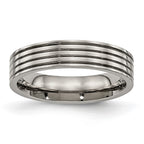 Titanium Polished 5mm Grooved Comfort Fit Band