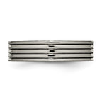 Titanium Polished w/CZ 5mm Grooved Comfort Fit Band