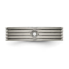 Titanium Polished w/CZ 5mm Grooved Comfort Fit Band