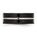 Chisel Titanium Polished Black IP-plated 8mm Grooved Comfort Fit Band