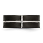 Chisel Titanium Polished Black IP-plated 8mm Grooved Comfort Fit Band