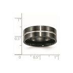 Chisel Titanium Polished Black IP-plated 8mm Grooved Comfort Fit Band