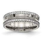 Chisel Titanium Polished with CZ 6.5mm Concave Band