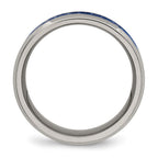 Chisel Titanium Polished with Blue Carbon Fiber Inlay 8mm Beveled Edge Band